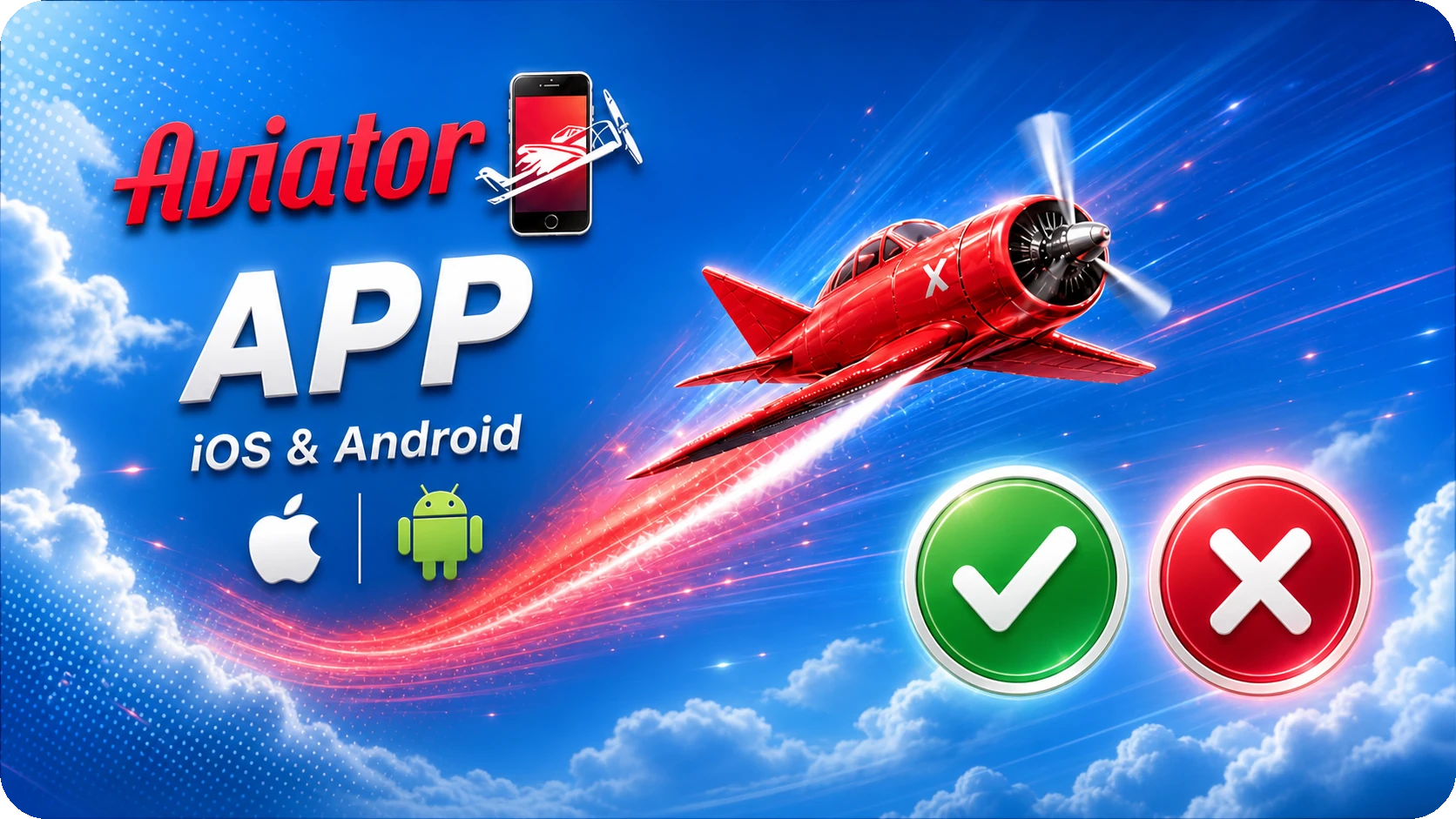 Aviator App Download Banner for iOS and Android Aviator app download banner for iOS and Android with red plane and mobile symbols